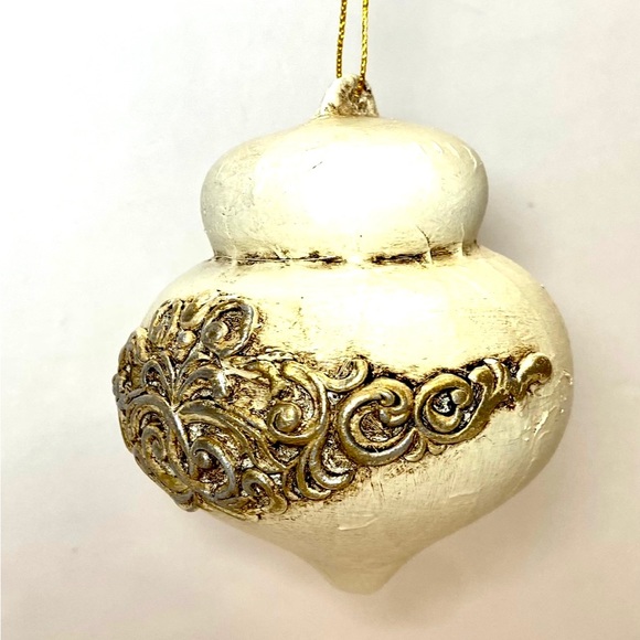 EMBELLISHED Hand Painted Top Shape Paper Mache Christmas Tree Ornament Gift - Picture 4 of 6